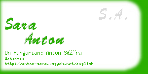 sara anton business card